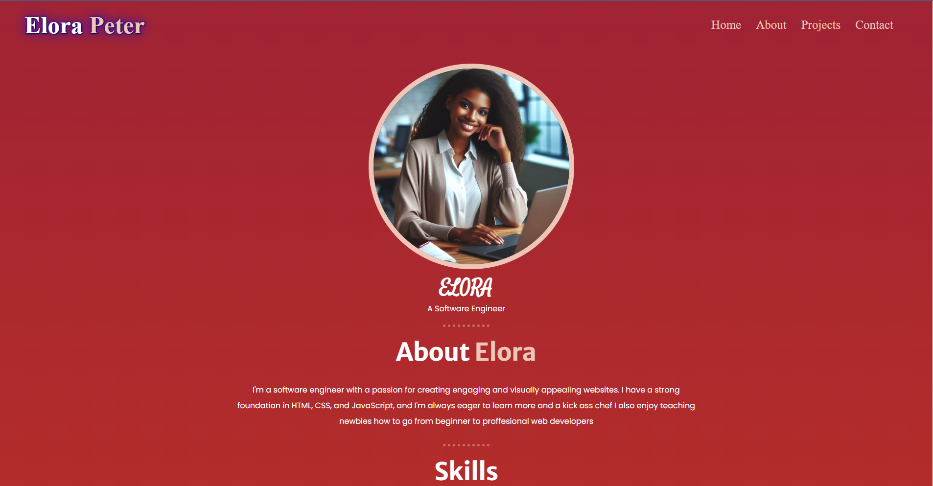Elora's Vercel Portfolio Preview